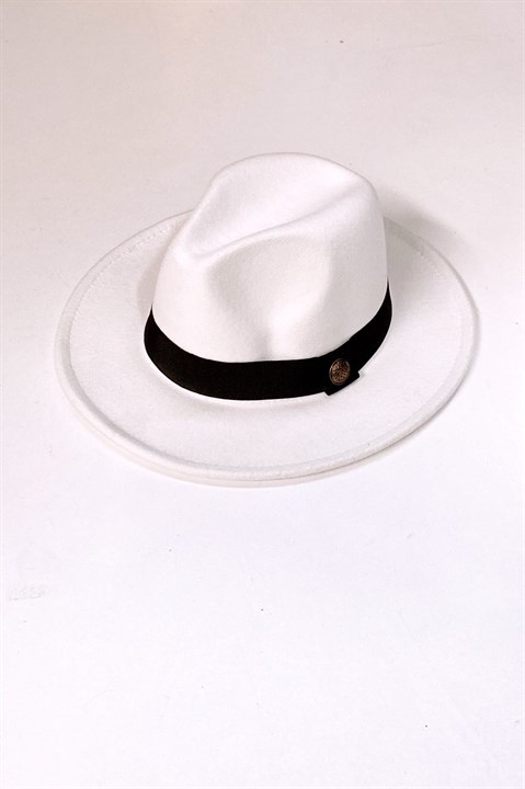 Düğme Detaylı Keçe Fötr Şapka Gondol