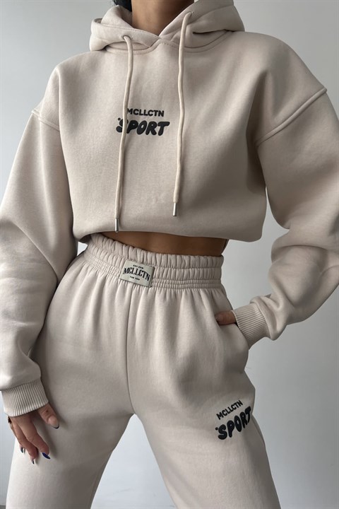 Kapüşonlu Arkası Baskılı Sweatshirt Pantolon Takım MA1234